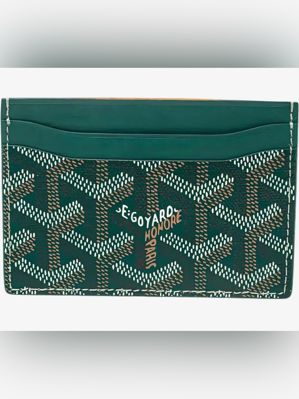 Goyard Green and Brown Card Sleeve with Chevron Motif